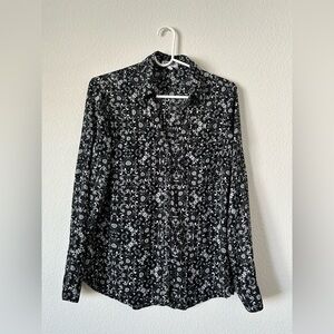 Express The Portofino Shirt Slim Fit in Black & White Blouse